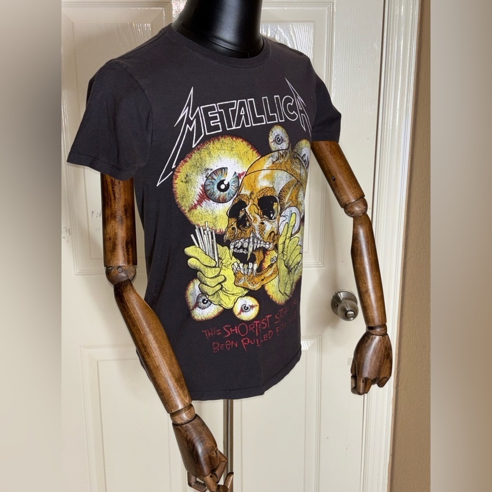 VTG 80s METALLICA SHORTEST STRAW AND JUSTICE FOR ALL PUSHEAD METAL t-shirt Small